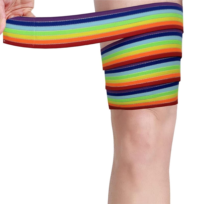 Sgozam Thigh Support Compression Bandage Sleeve for Women and Men, Lower Leg Compression Wrap Brace for Thigh Pain, Shin Splint Guard for Football, Tennis, Volleyball, Basketball (Rainbow) - Image 1